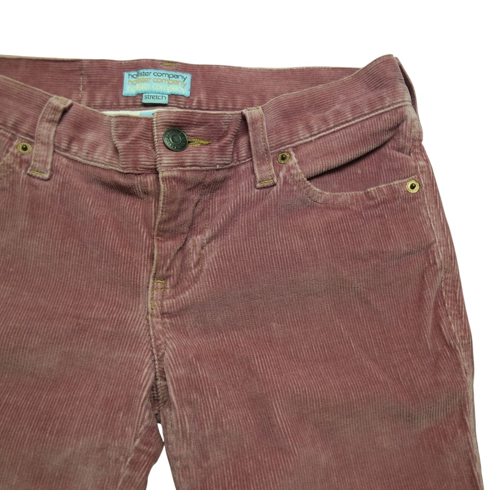 Vintage Hollister Y2K Women's Pink Corduroy Flare Pants Low Rise Size 1 Skater